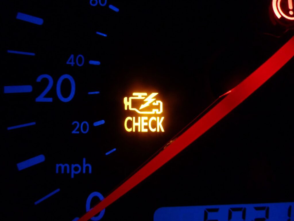 Check Engine Warning Light on Dashboard