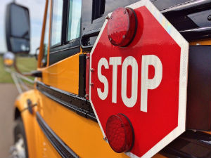 School Bus Stop Sign Close-Up