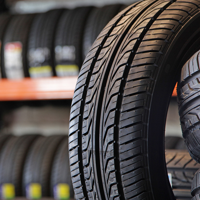 A new tyre in a garage