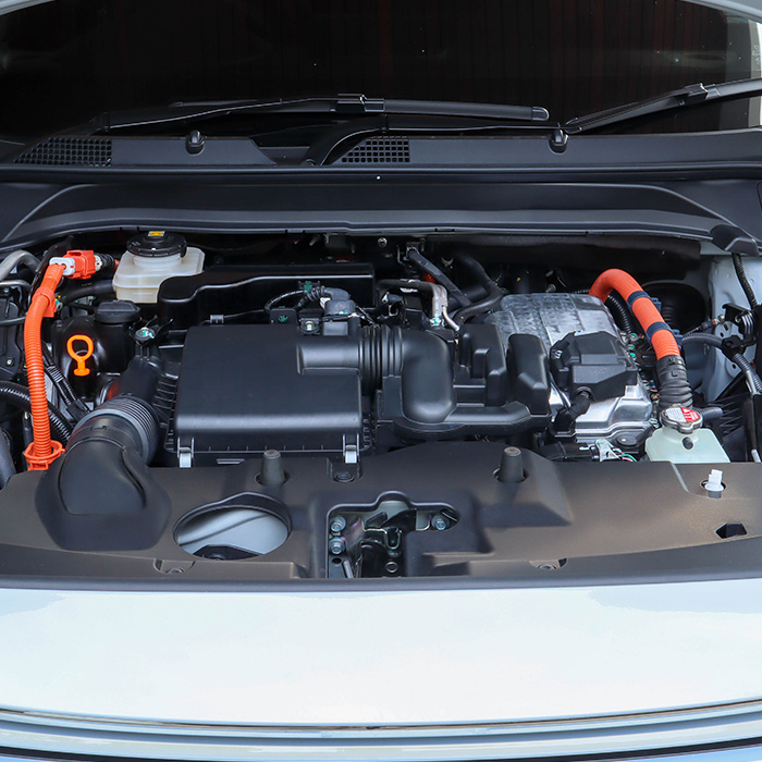 Front view of modern hybrid engine